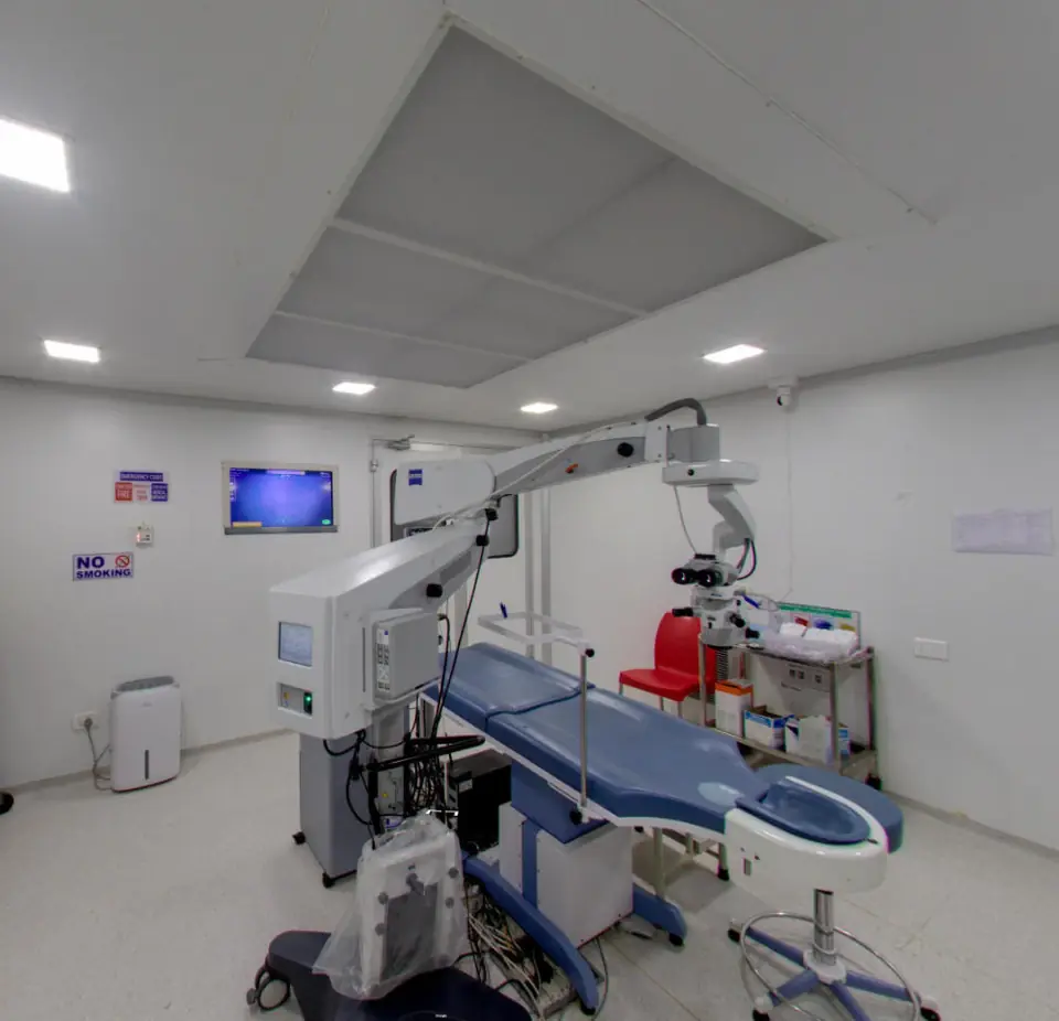 Operating theatre prepared for eye surgery