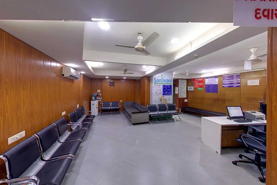 Waiting lounge with rows of seats